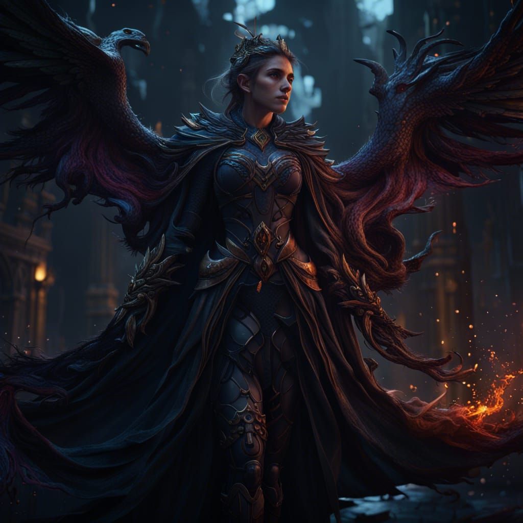 Detailed Tiefling Rogue in a Matte Painting Style