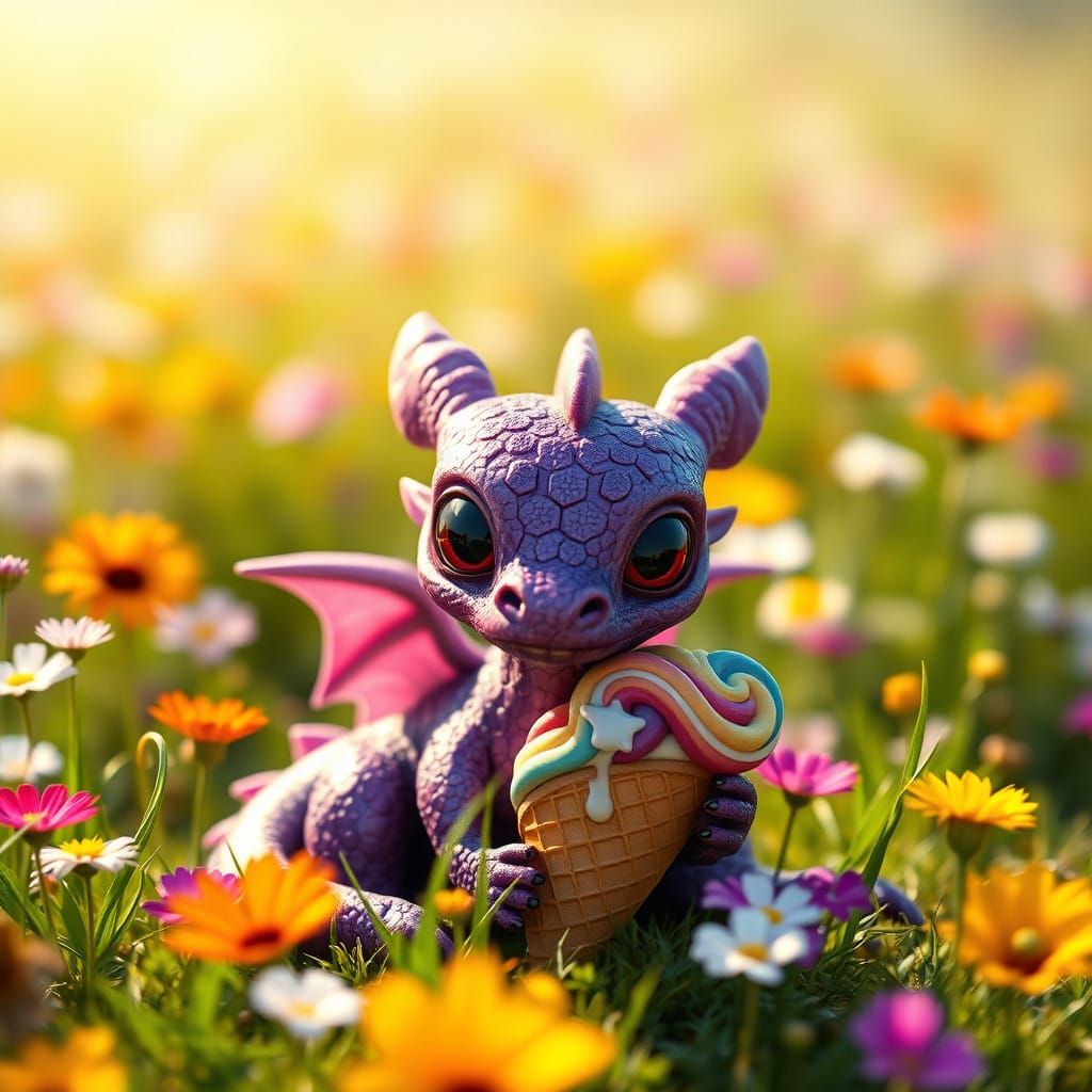 Enchanted Dragon in a Sun-Kissed Meadow