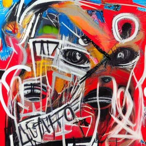 Expressionist Mixed Media Art Inspired by Basquiat