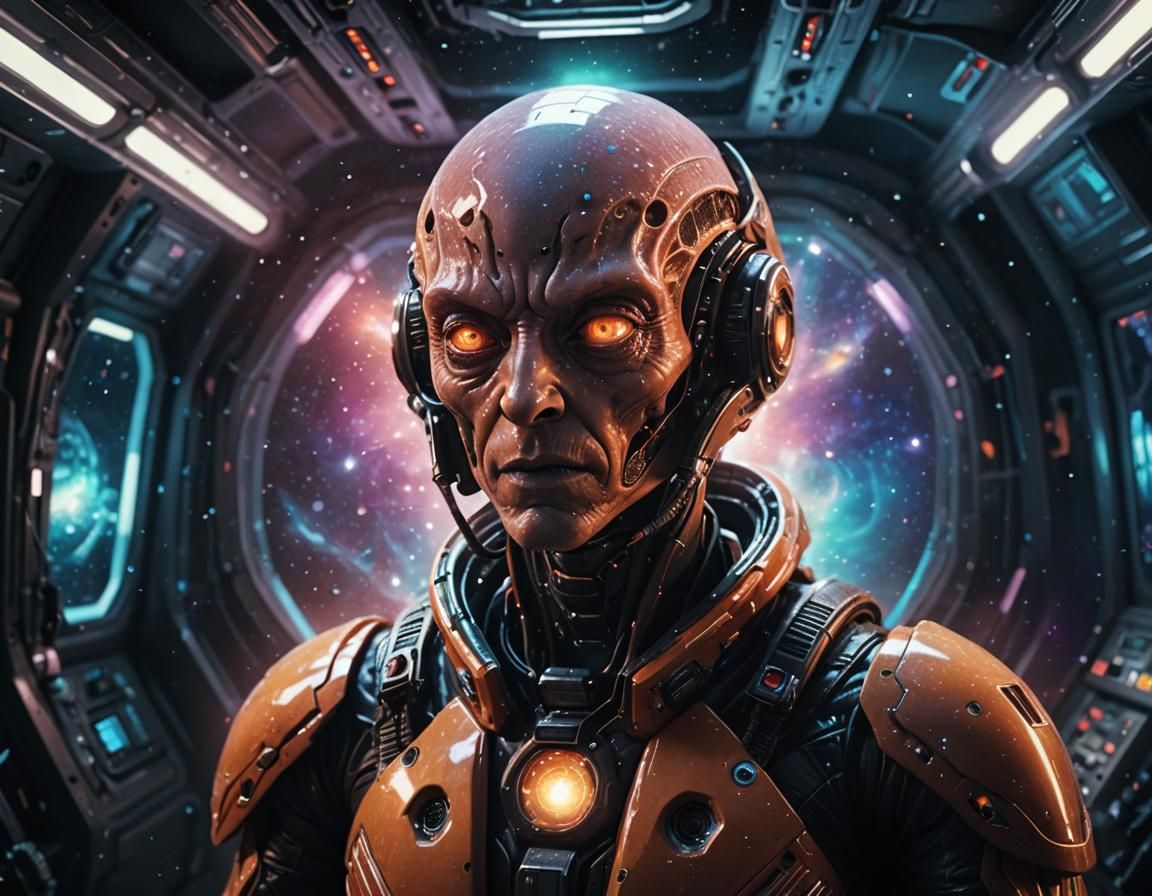 Alien in Spaceship: Hyper-Realistic Digital Art