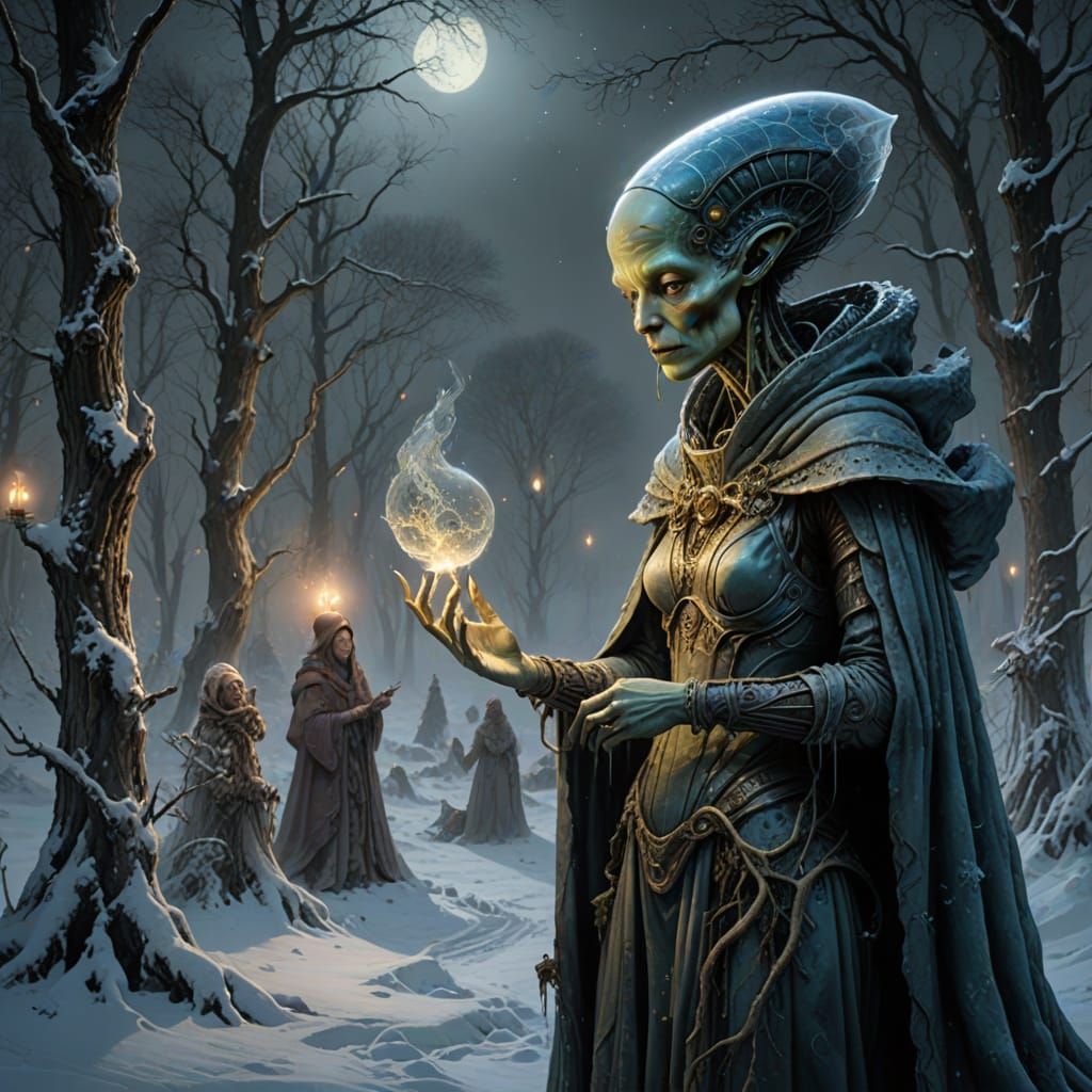 Winter Wonderland on a Distant Planet in a Dreamy, Impressio...