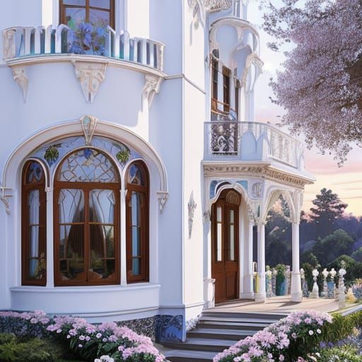 Lavish Art Nouveau Villa Overlooking Flowering Garden