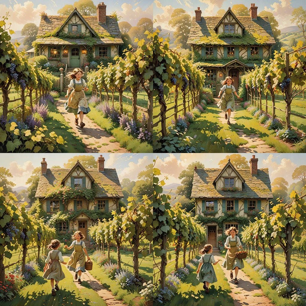 Idyllic Cottage Store Amidst Grapevine Rows in Warm Golden L...