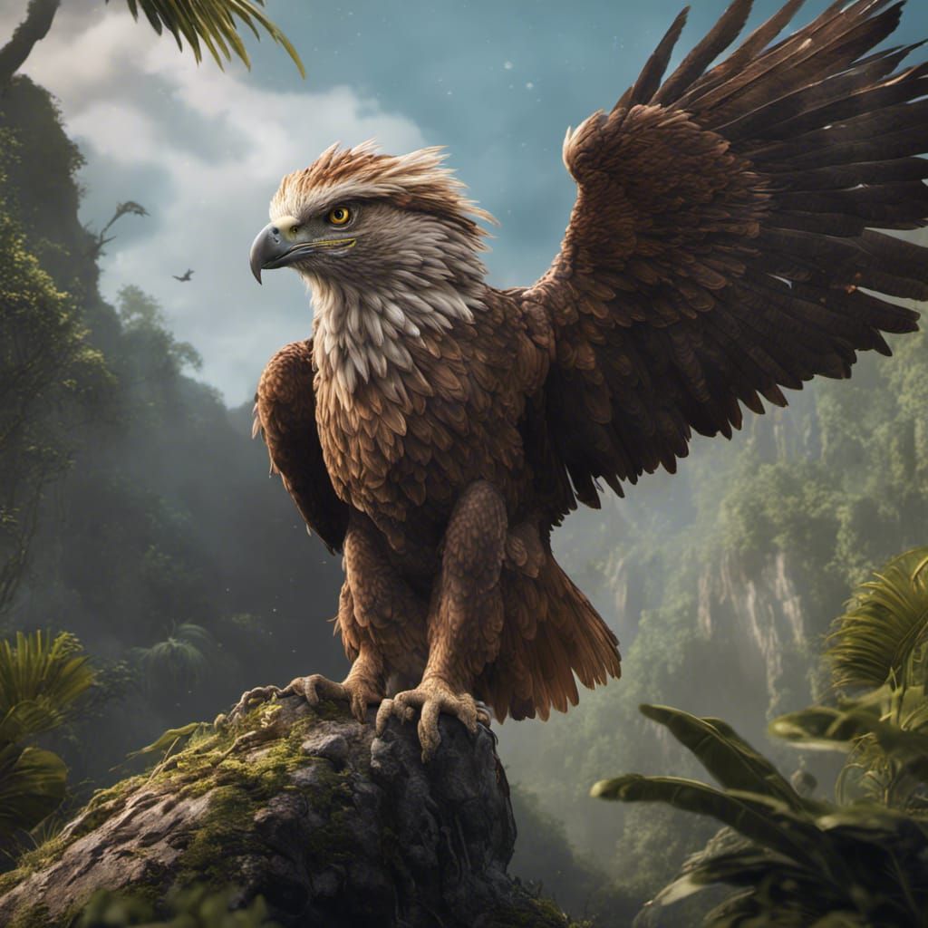 Detailed Painting of a Philippine Eagle