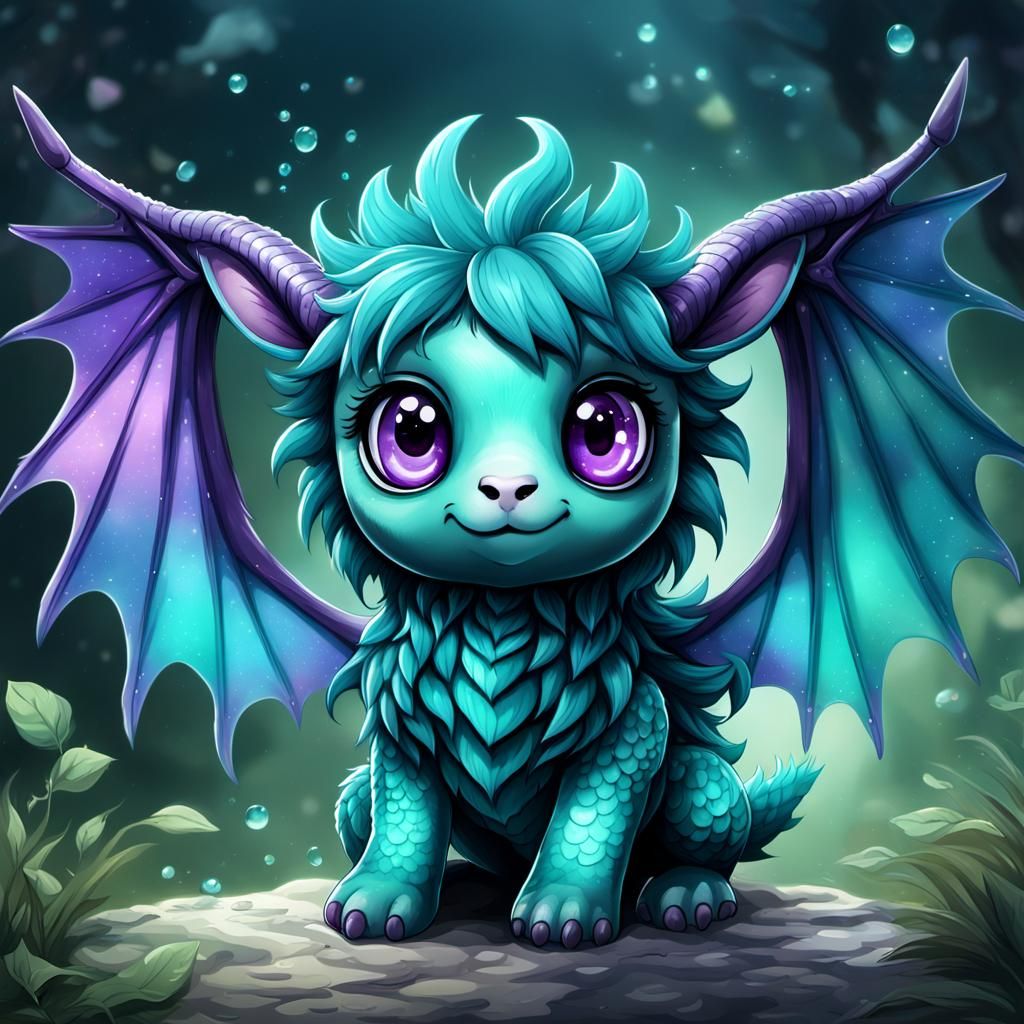 Adorable Sheep-Dragon Hybrid with Anime Comic Style