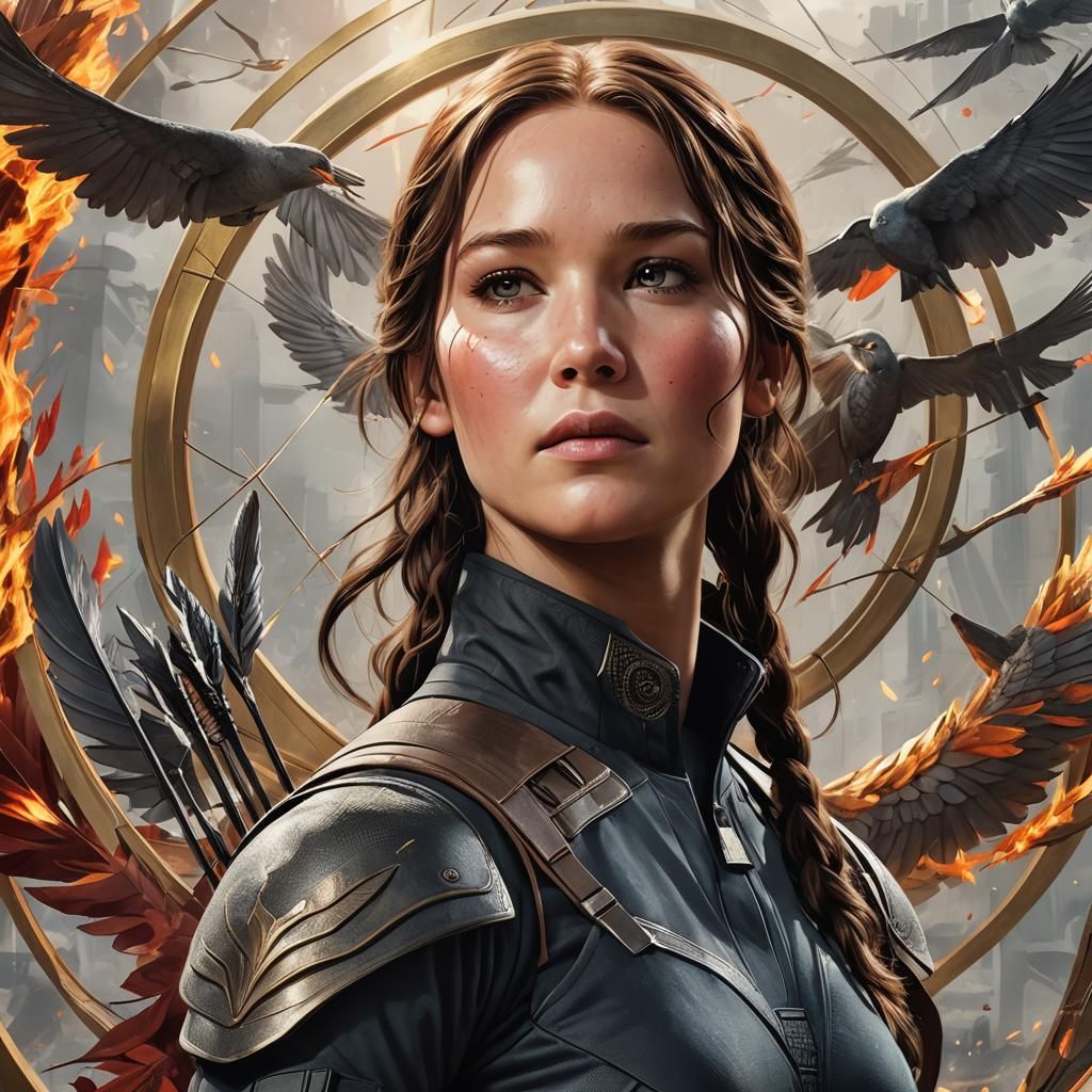 Katniss Everdeen Portrait in Art Nouveau Style