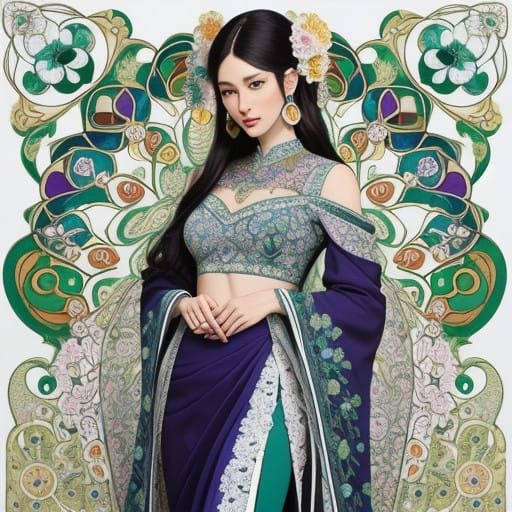 Vibrant Floral Embroidery on Traditional Indian-Style Pants