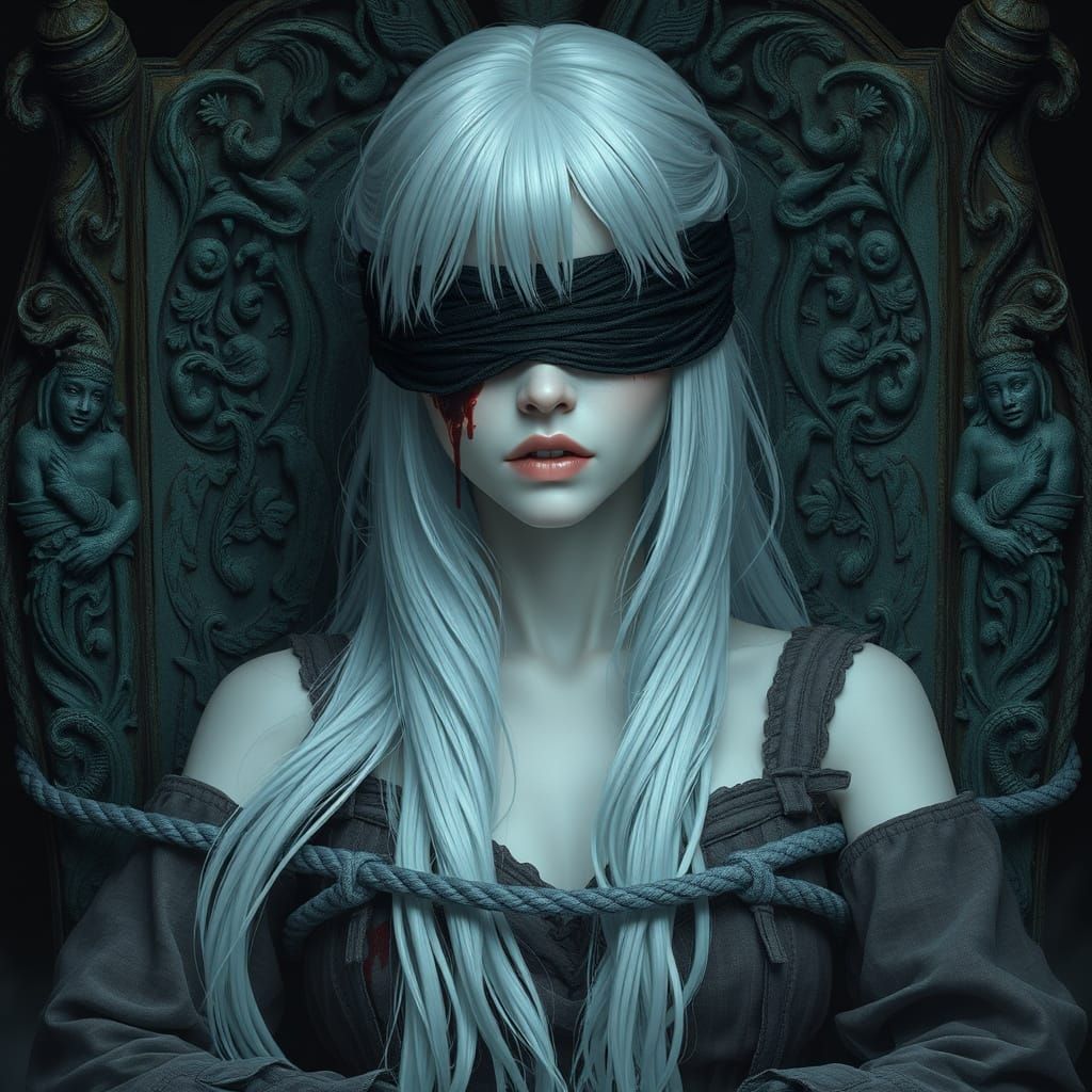 Ethereal Enchantress Trapped in Ancient Ruins