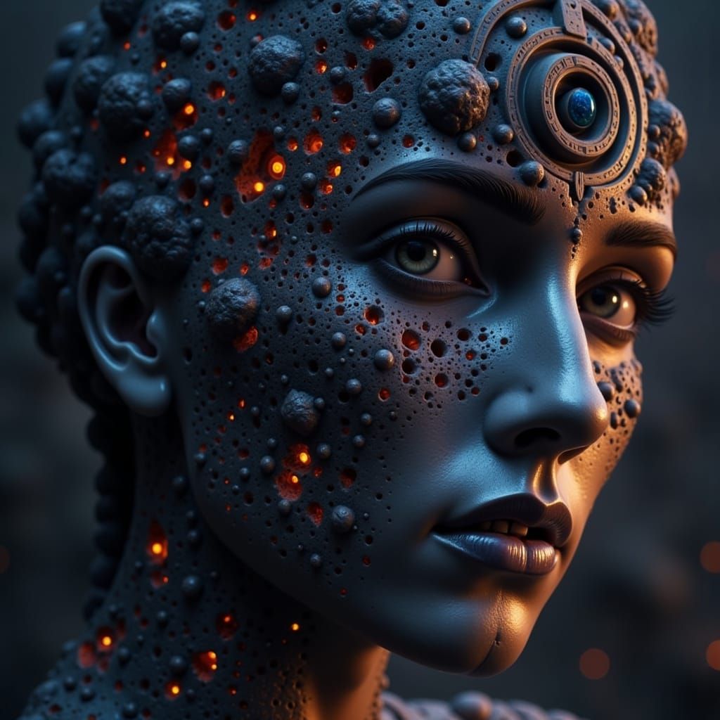 Broken Visage in Abstract Reality Style