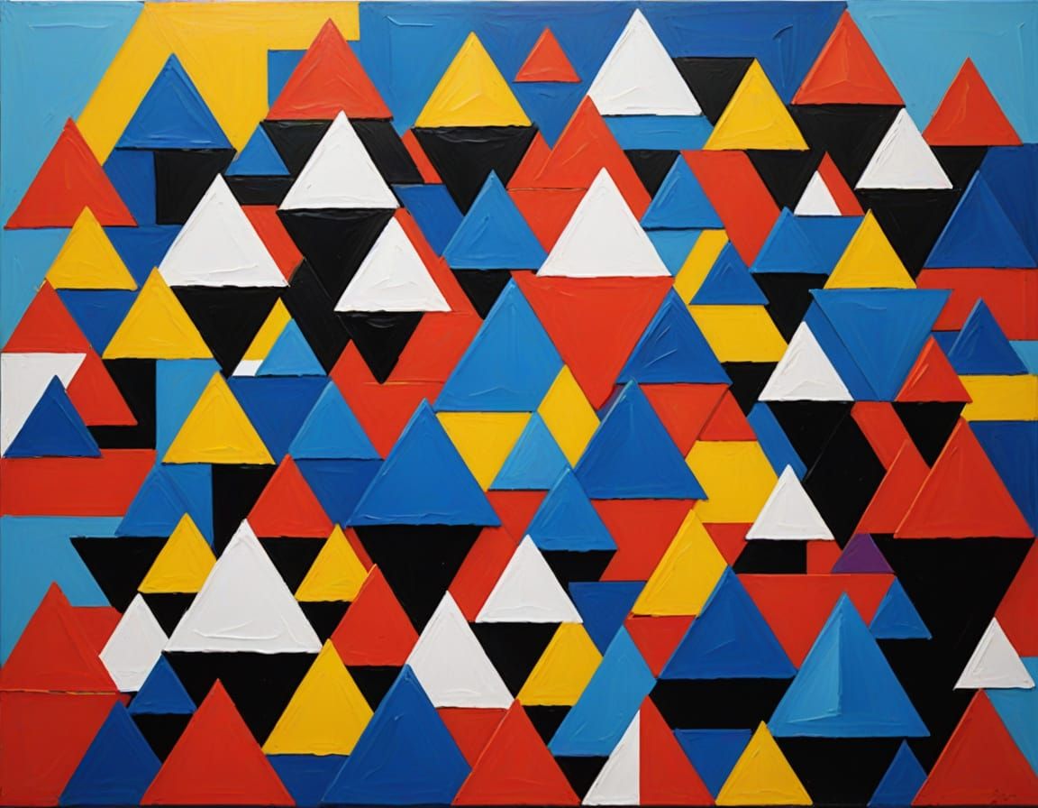 Neo-Expressionist Geometric Artwork in Vibrant Oil Painting ...