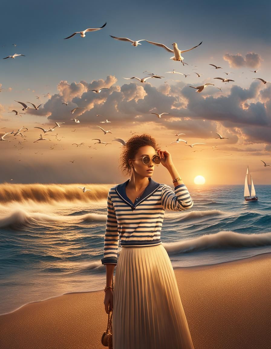 Serene Beach Scene in Detailed 3D Art Style