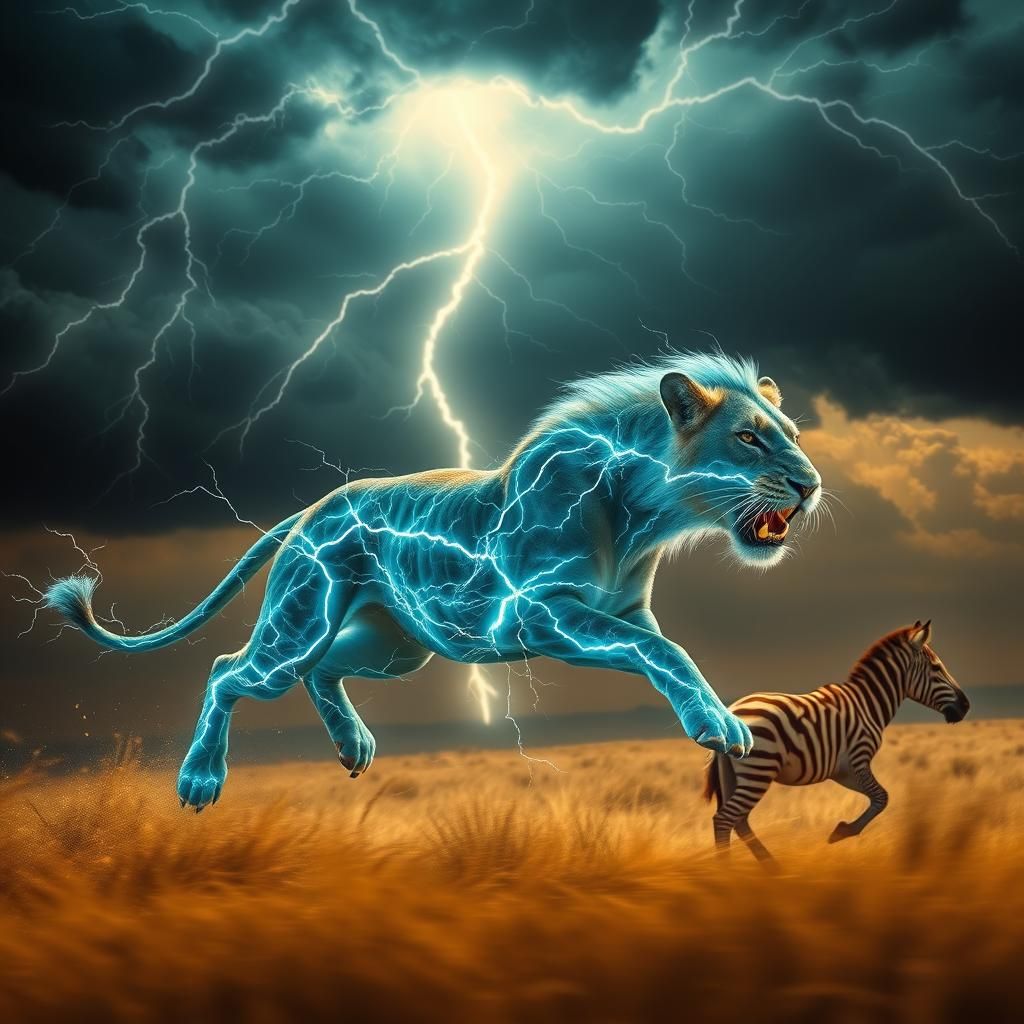 Electric Lioness Unleashes Lightning on the Savannah