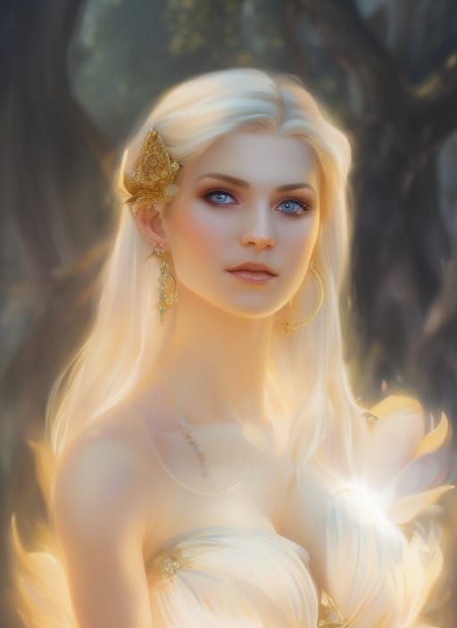 Elven Woman Portrait with Lantern Light, Digital Art