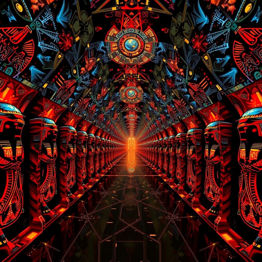 Surreal Gothic Cathedral with Egyptian Gods