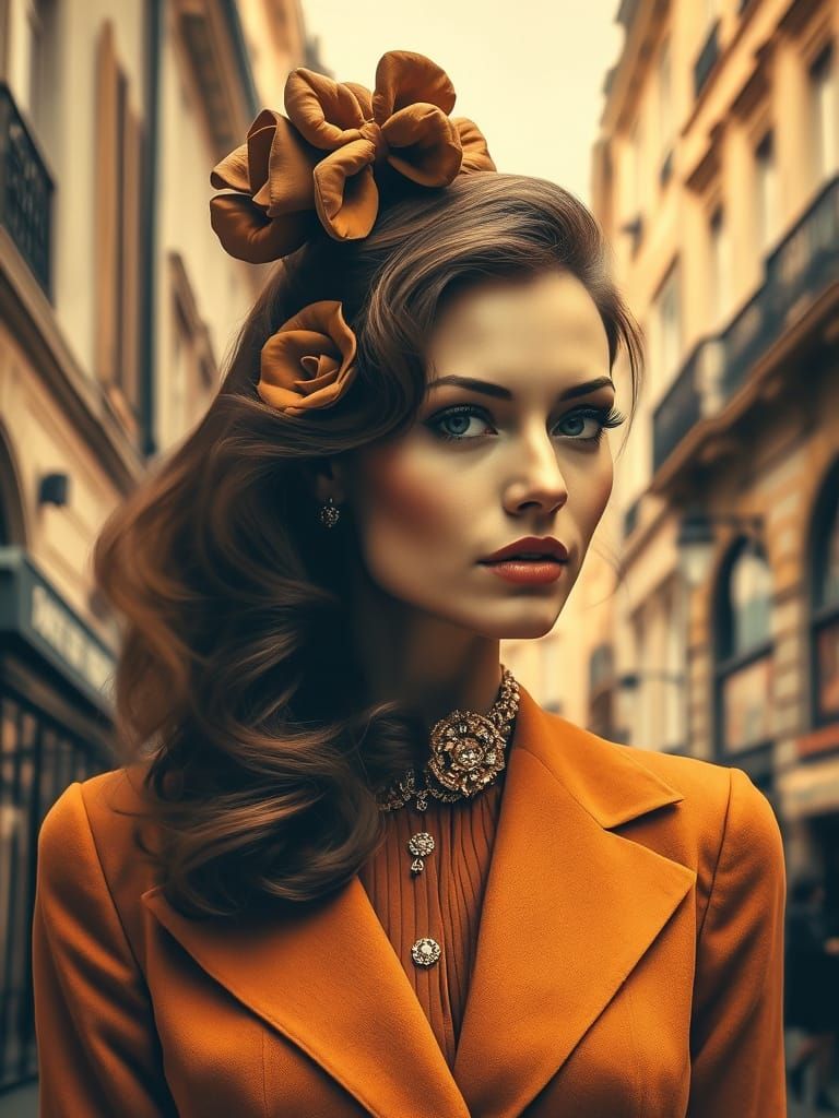 Elegant Woman in Montmartre with Double Exposure Effect