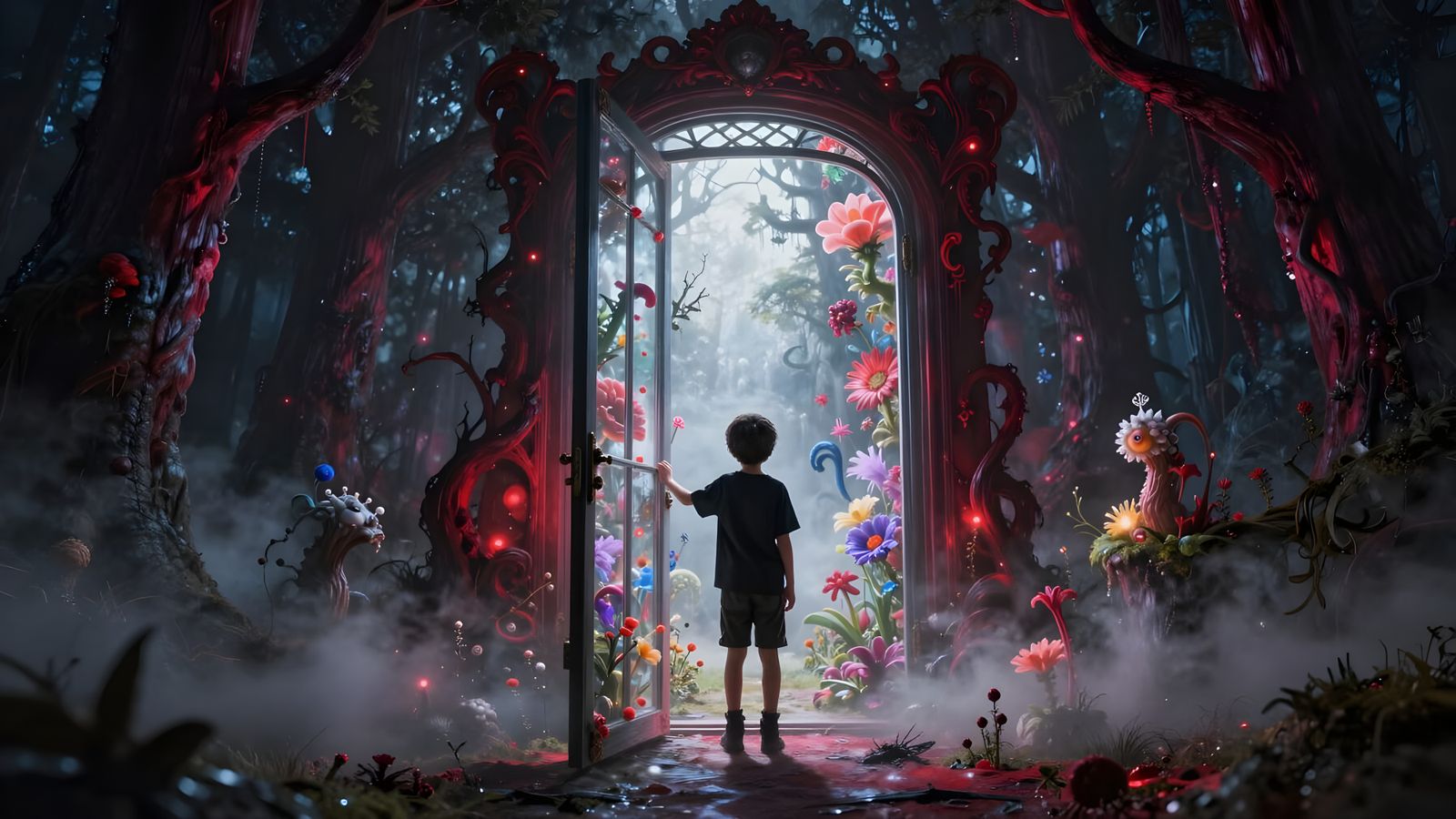 Boy Opens Portal to Ethereal Fantasy World in Dark Forest
