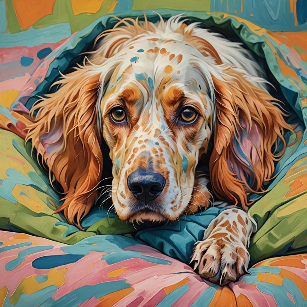 Abstract Canine Portrait in Impressionist Style
