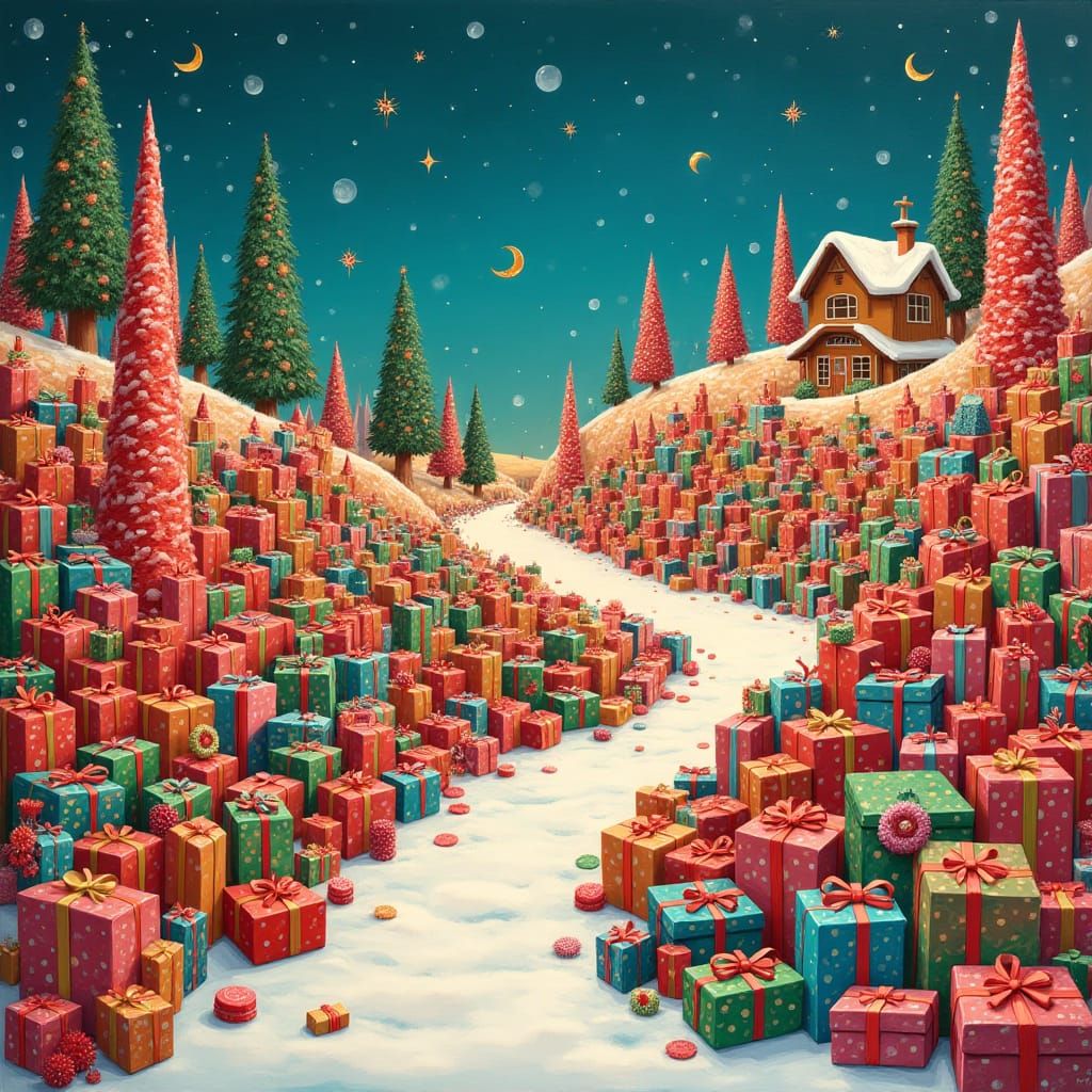 Candyland Christmas Gifts in Pop Surrealist Style
