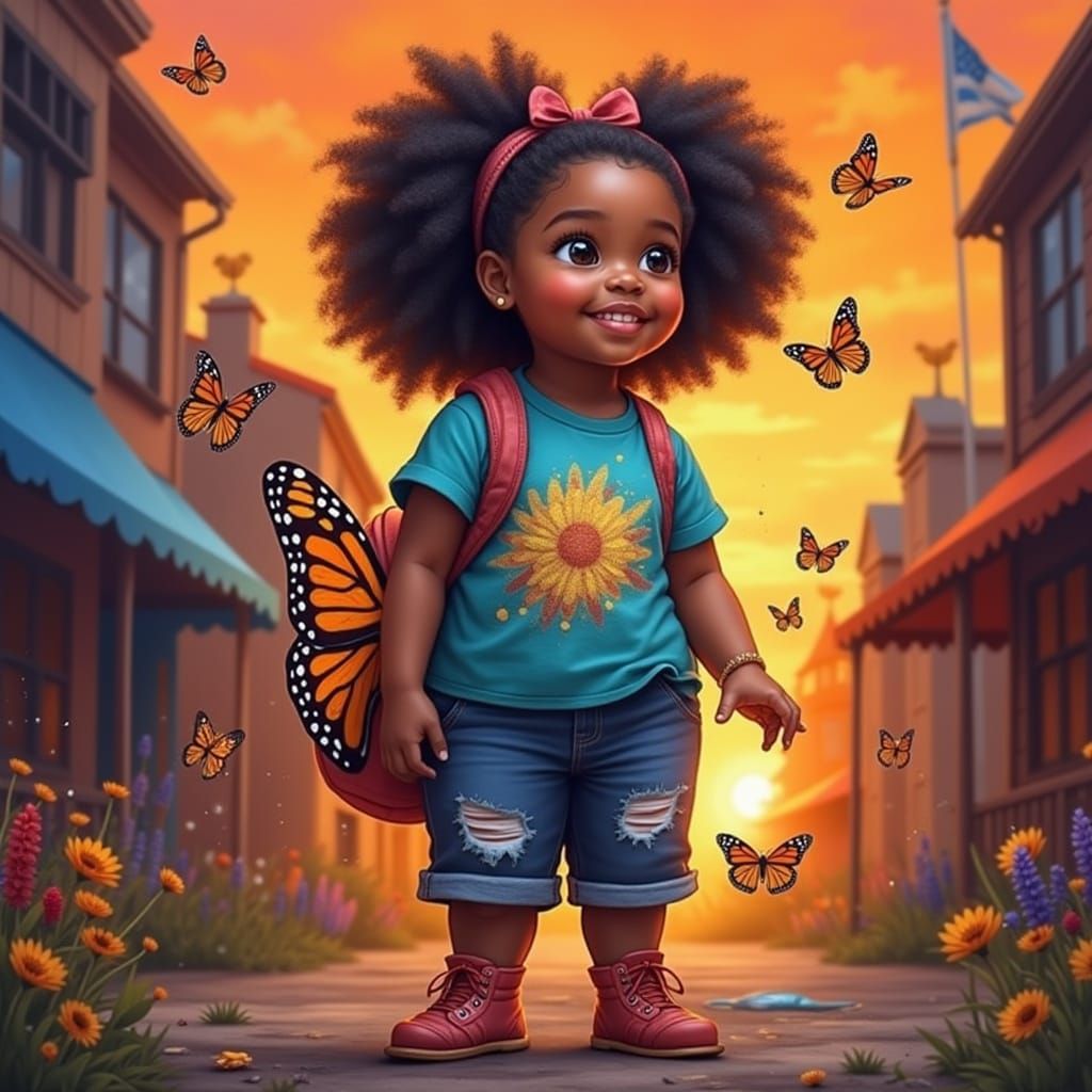 Celebrating Western Monarch Day with a Young Girl and Majest...