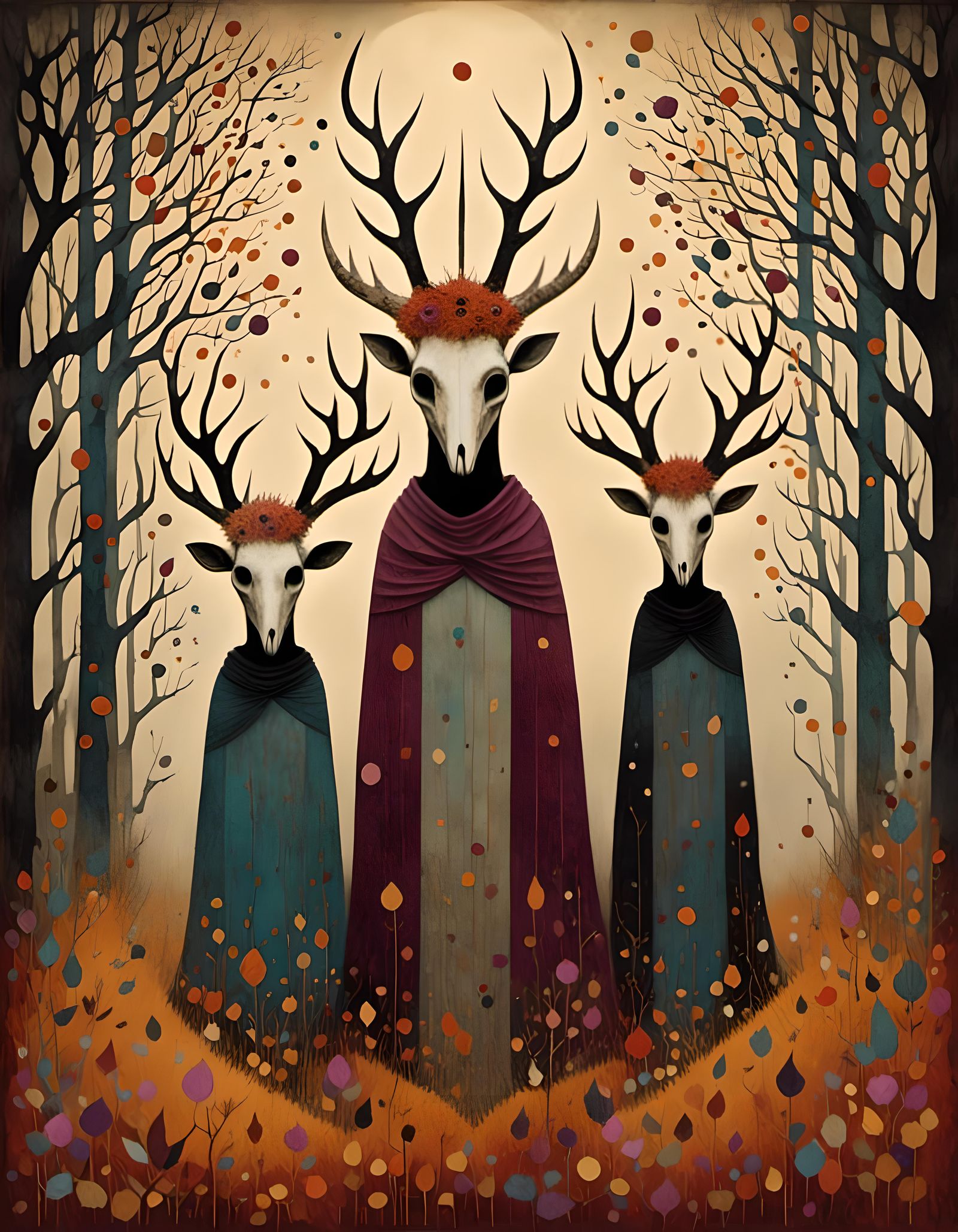 Sinister Druids in Deer Skull Masks