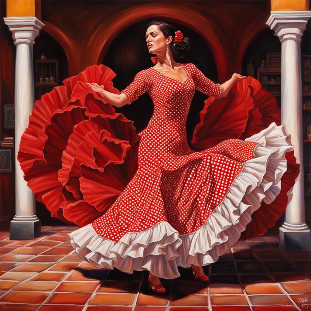 Flamenco Dancer in Seville Bodega: Hyperrealistic Art