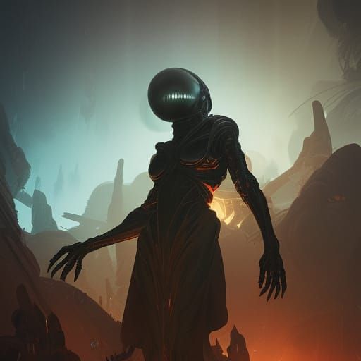 Alien Invasion in Dark Fantasy Style