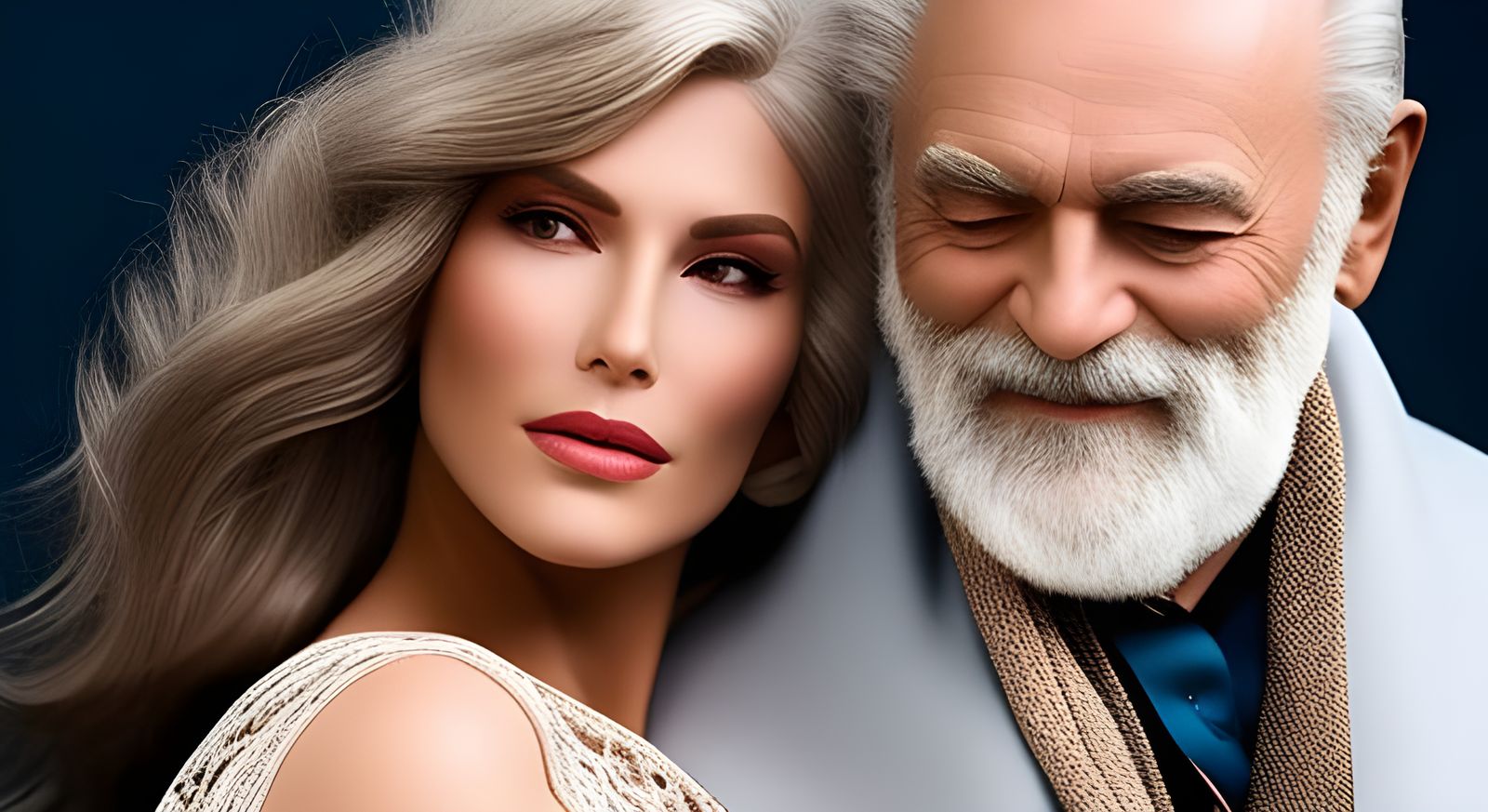 “Two lovers, forever young but gray haired with grace, held in a time loving embrace, a promise made that they will neve...