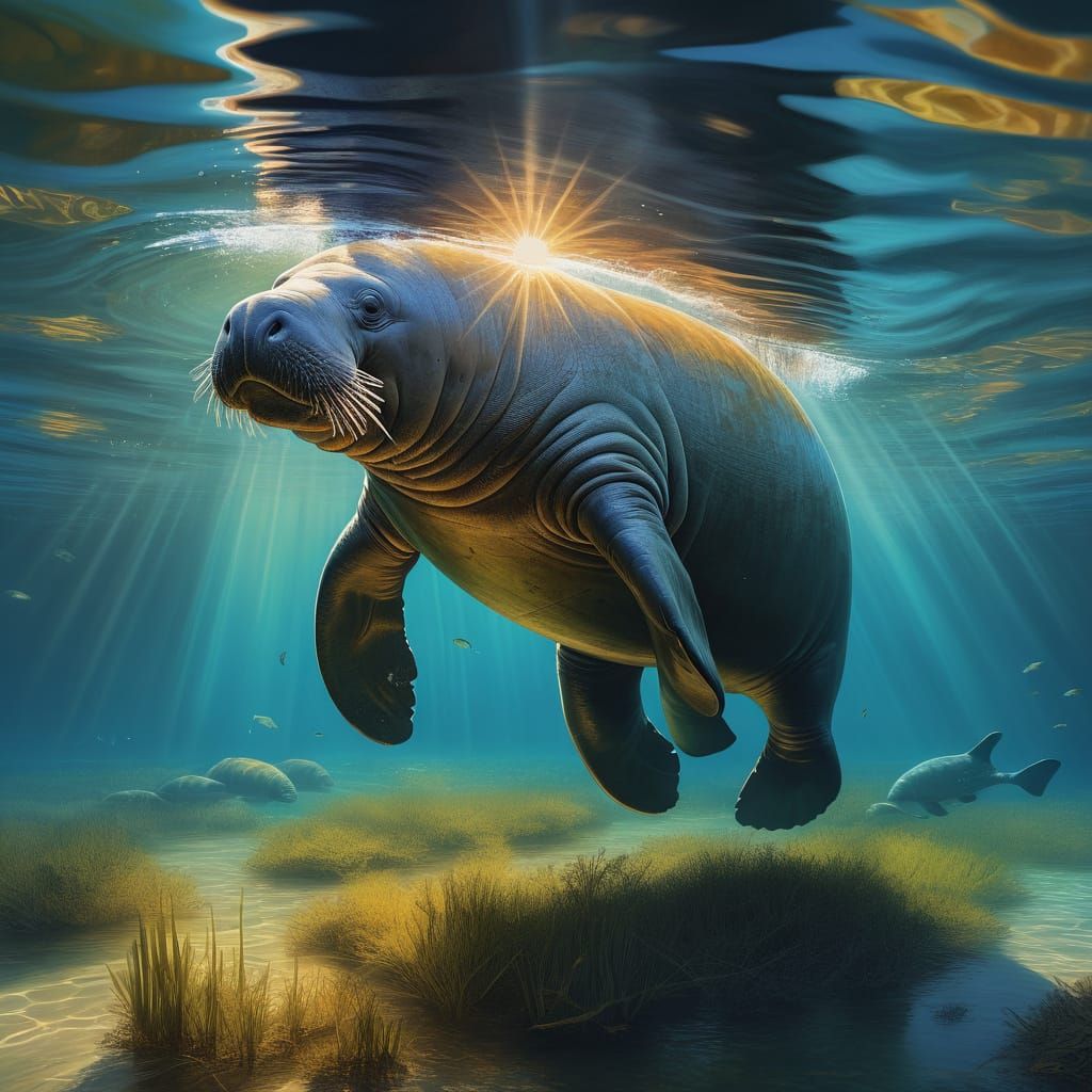 Majestic Manatee in Vibrant Florida Everglades