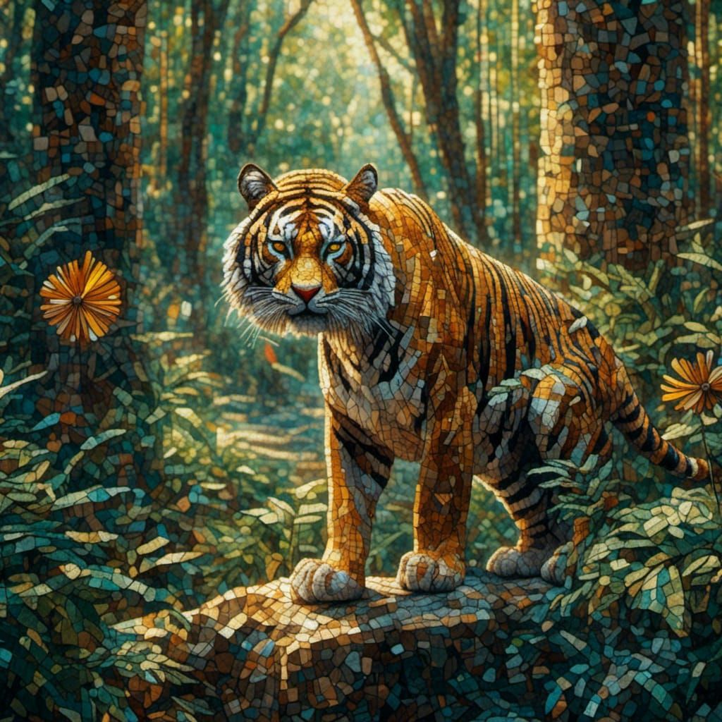 Tiled Mosaic of a tiger
