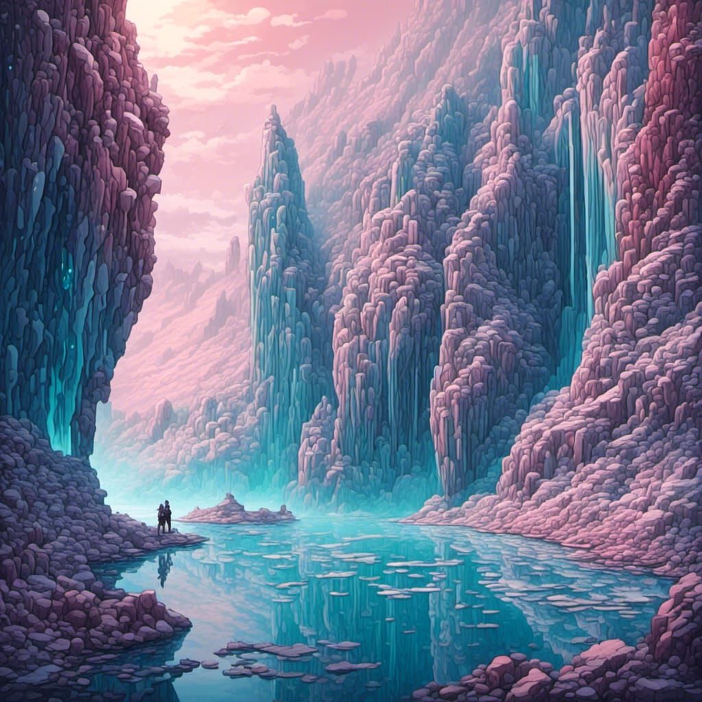 Icy Cliffs in Iridescent Fantasy Land