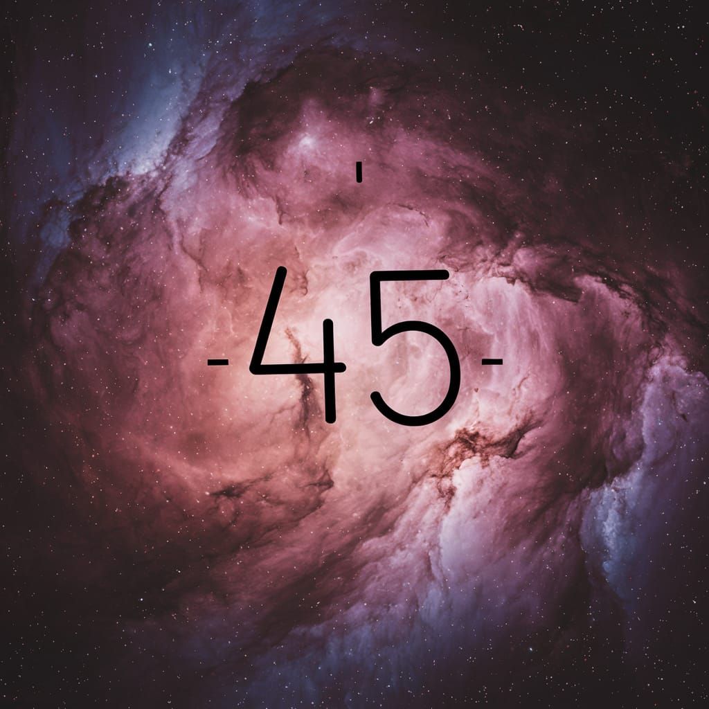 A swirling nebula in which can be seen the numbers "45".