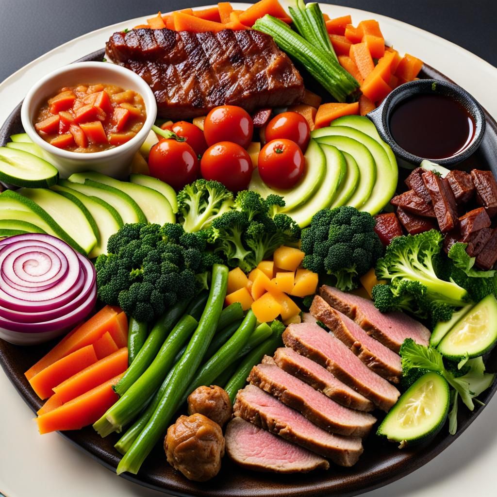 Healthy Dinner Plate with Meat and Vegetables
