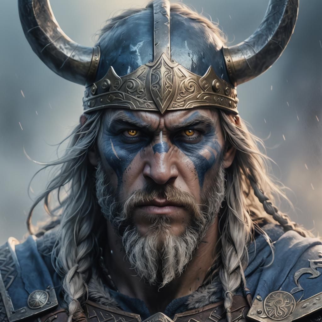 Ghost Viking Warrior Portrait in Ethereal Concept Art