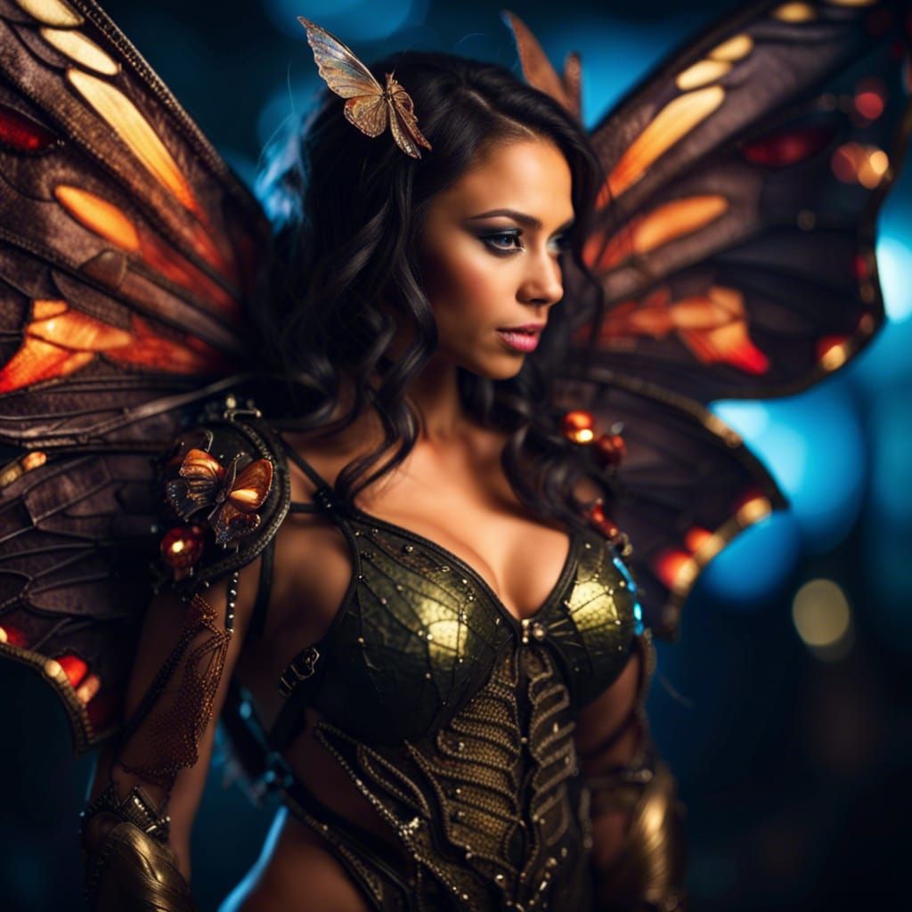Gorgeous Demon Woman with Butterfly Wings
