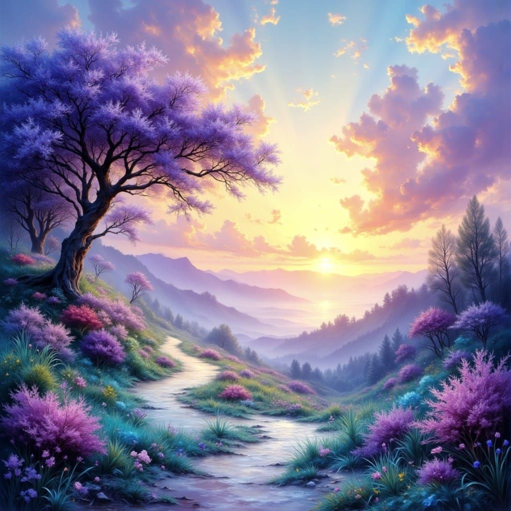 Luminous Landscape with Crepuscular Rays