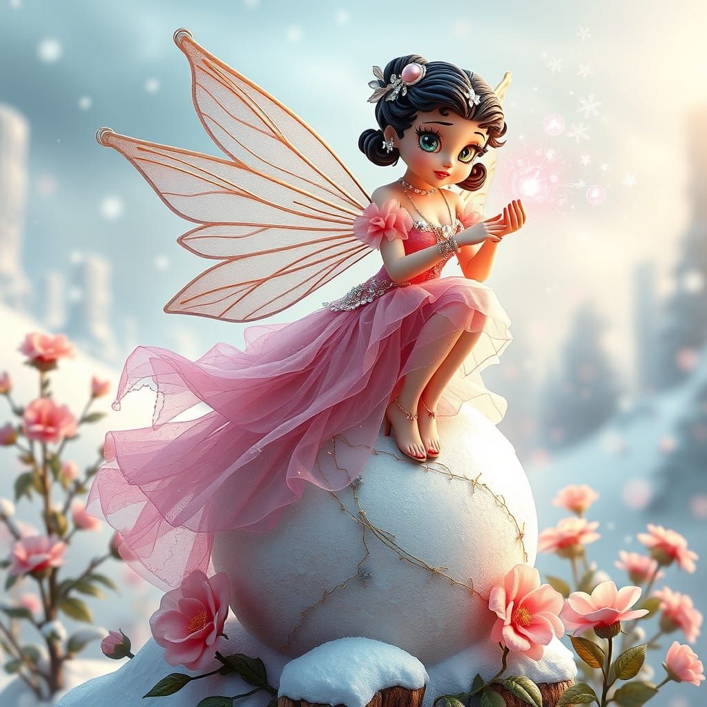 Ethereal Fairy in Whimsical Winter Wonderland
