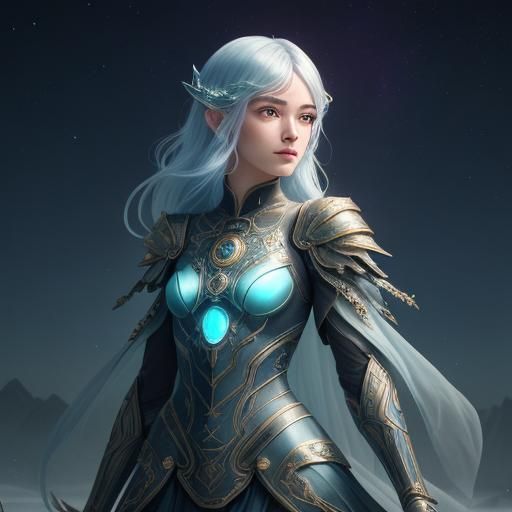 Ethereal Heroine at Night: Fantasy Concept Art