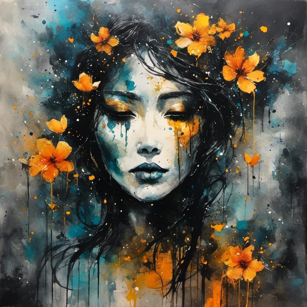 Asian Android in Watercolor Style