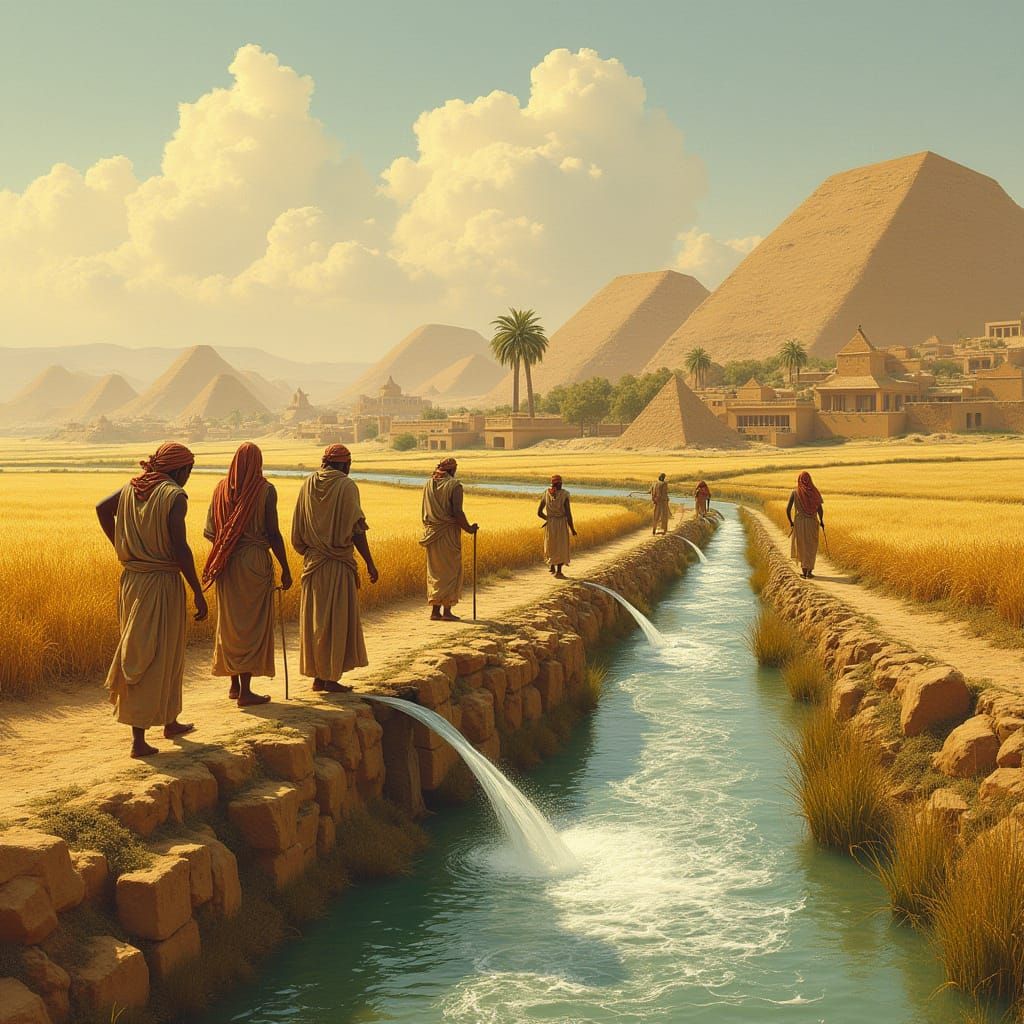 Ancient Mesopotamian Irrigation Systems in Earthy Tones