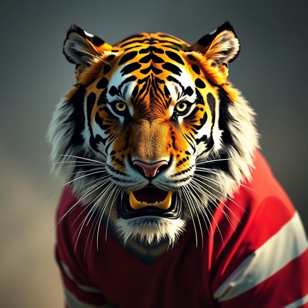 Tiger Playing Rugby Ball