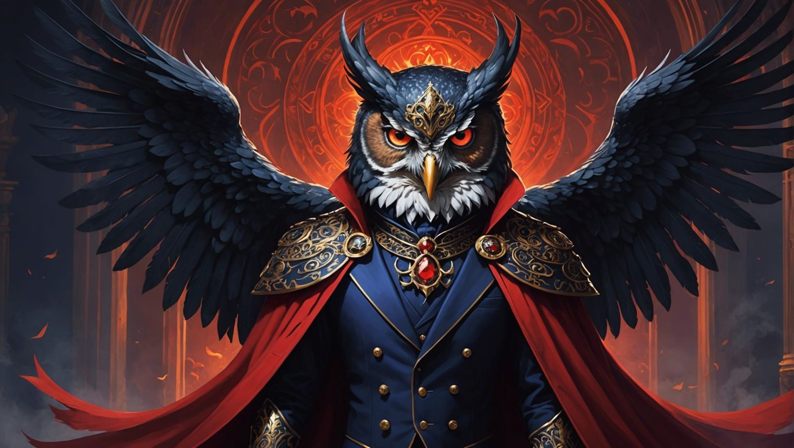 Regal Owl Demon Prince in Ethereal Garden