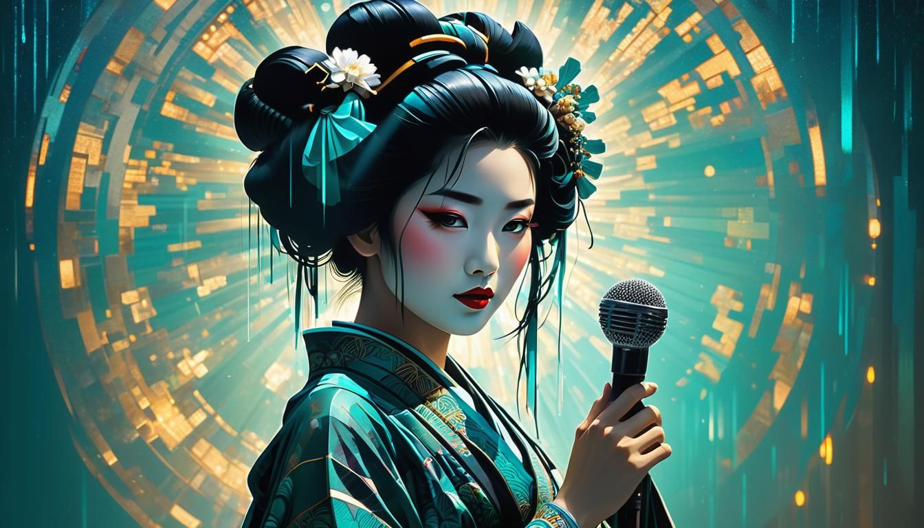 Geisha Portrait in Art Nouveau Style