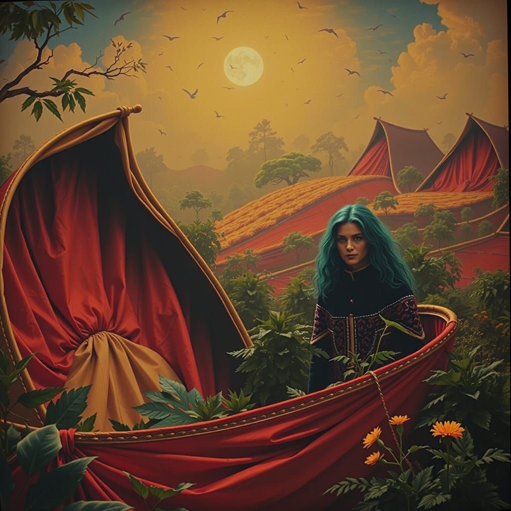 Mystical Foggy Forest with Surreal Elements