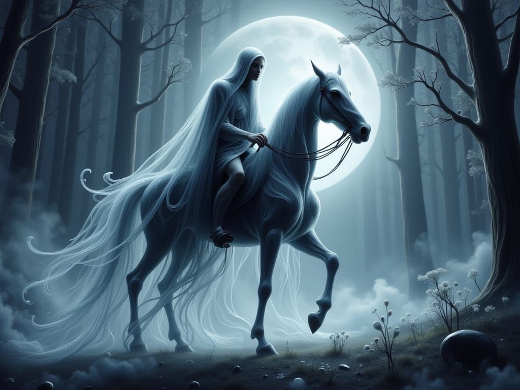 Ethereal Grim Reaper Rides Glass Horse
