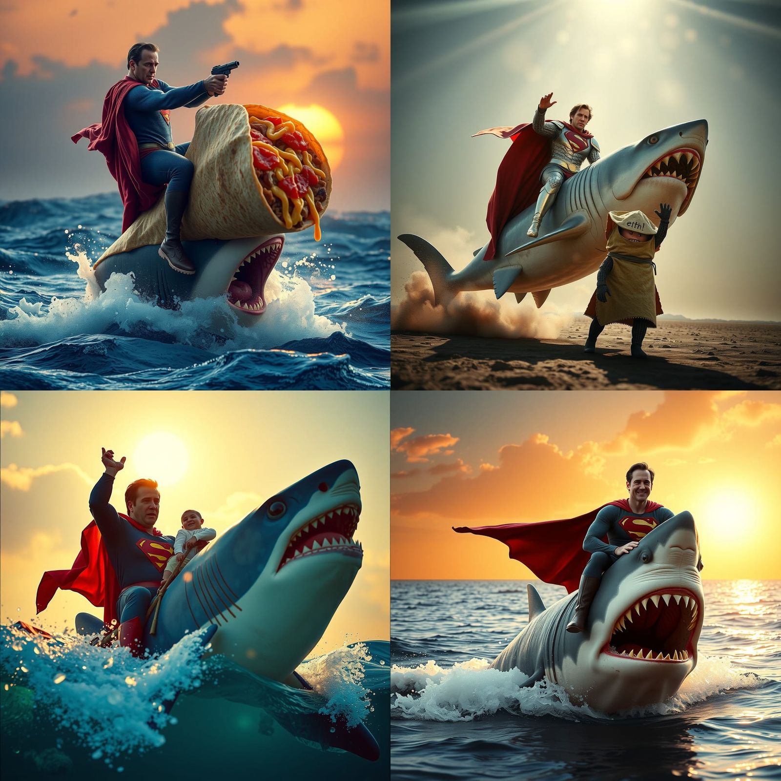 Nicolas Cage as Superman Jousting Burrito Shark
