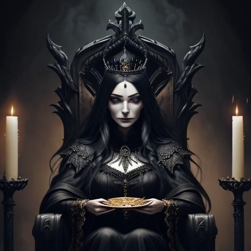 Dark Fantasy Witch Queen on Throne