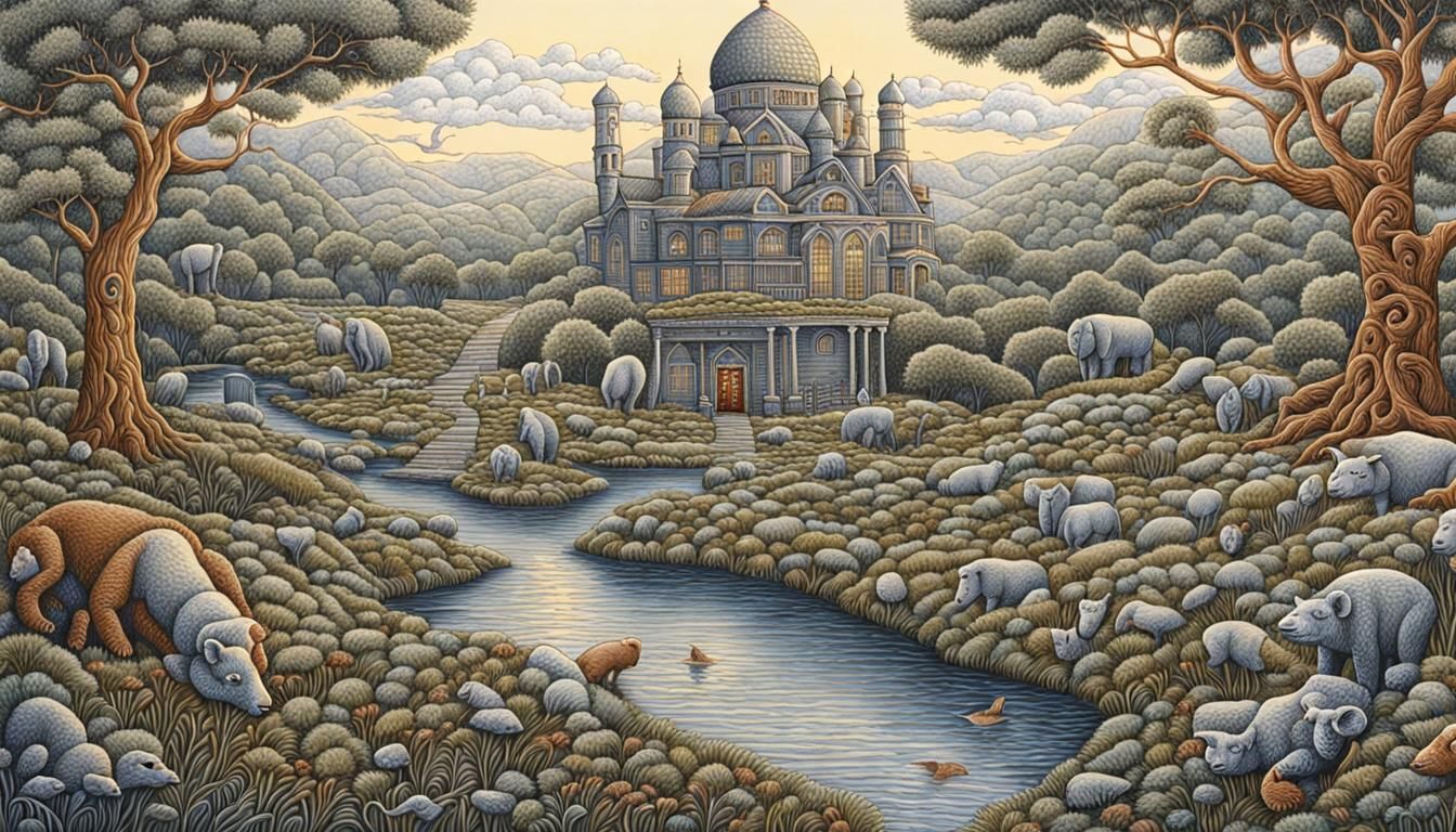 Human Imagination as God in Watercolor Style