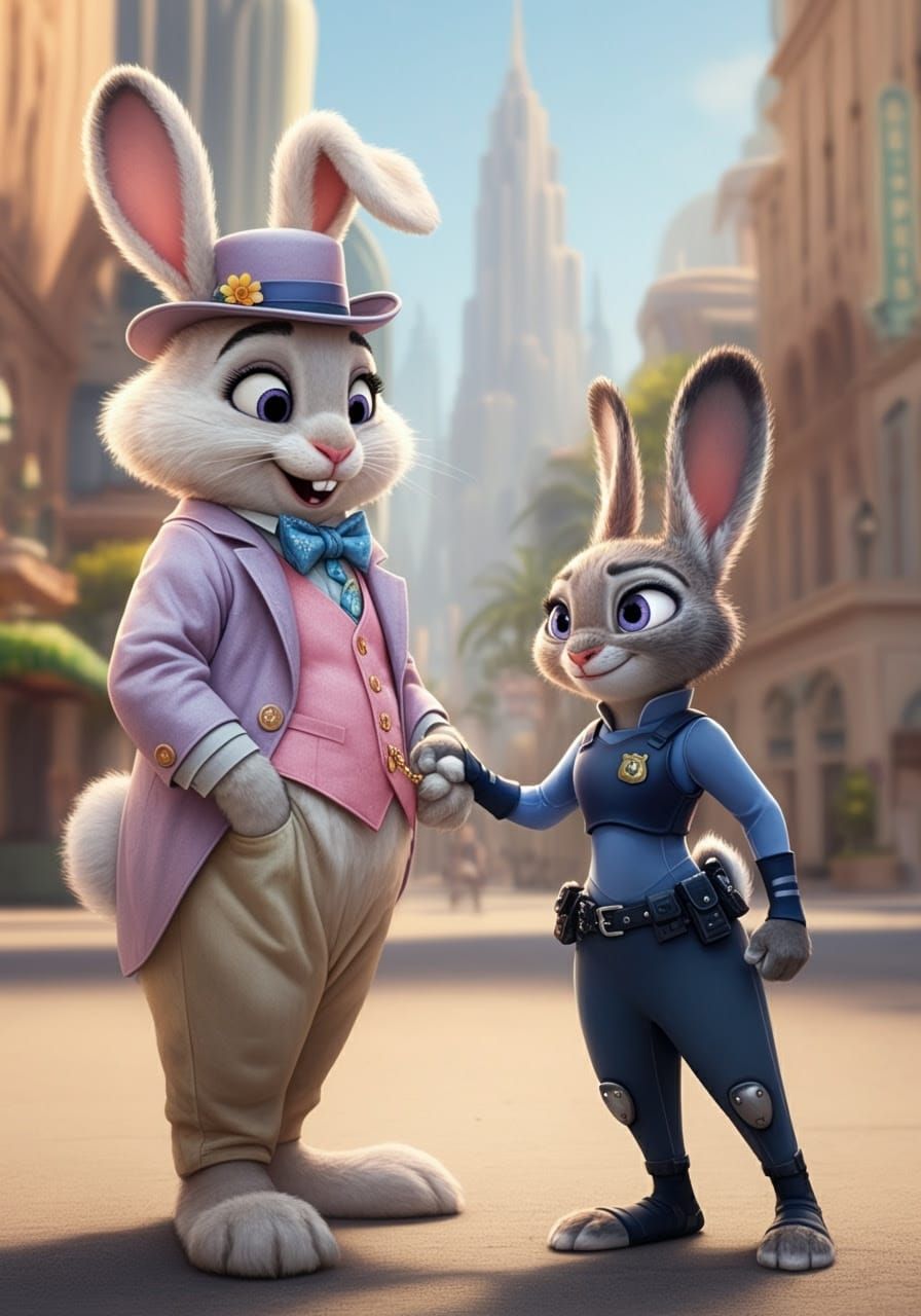 Springtime Encounter in Zootopia's City Streets