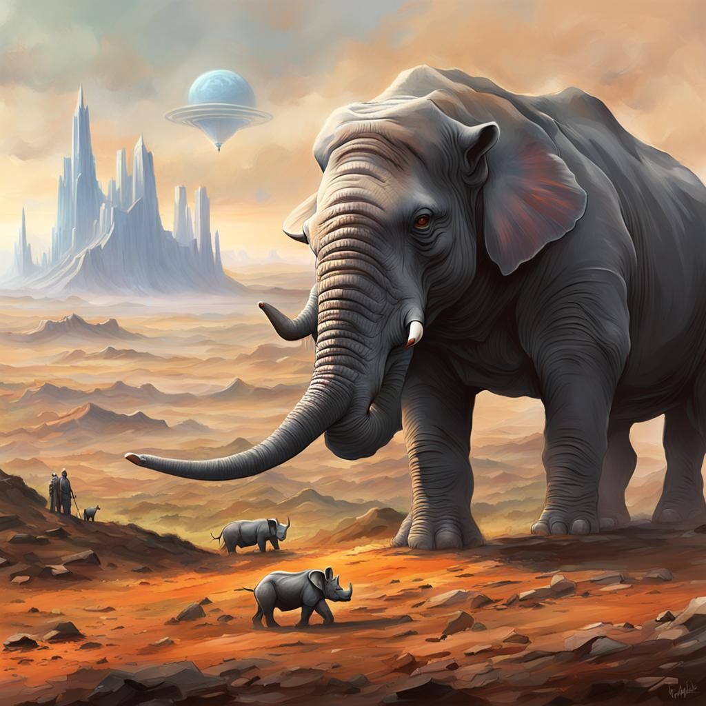Rhino-Elephants Roam an Alien Planet: Concept Art