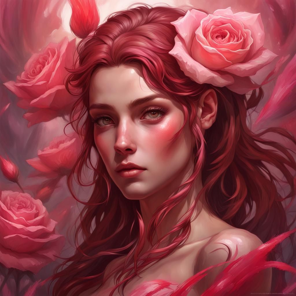 Mythical Rose-Human Hybrid Portrait